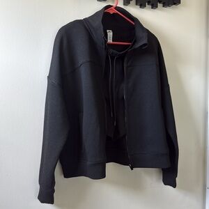 Yogalicious Charcoal Scuba Elite Jacket & Short Set Athleisure Yoga Travel Sz L